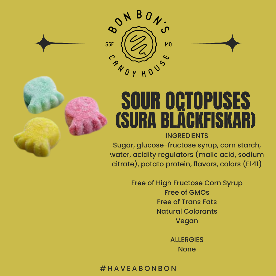 Sour Octopuses Bubs Swedish Candy 1/2 lb | Bon Bon's Candy House